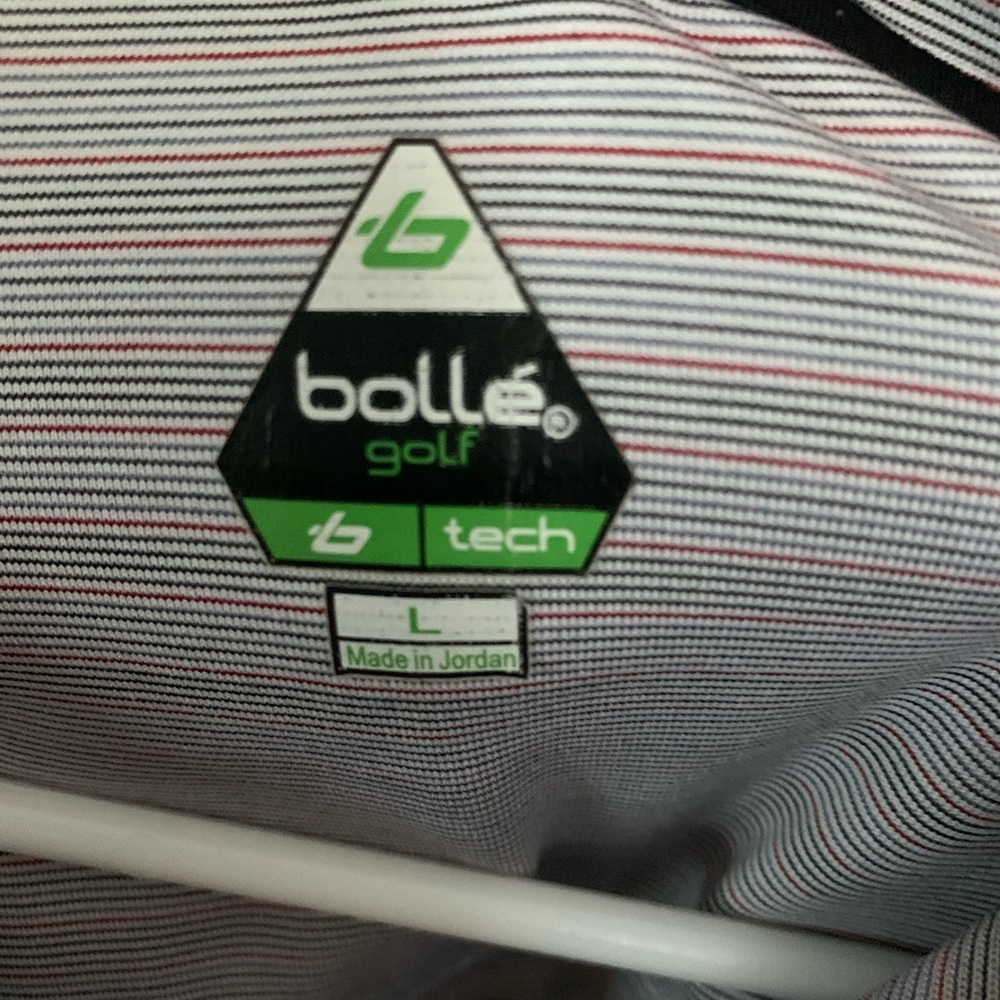 Bollé Striped Golf shirt size L. Id Tech